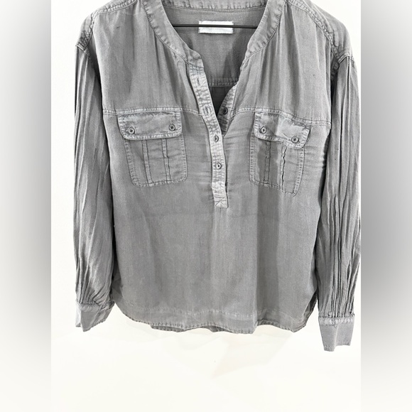 Lucky Brand Women’s Utility Pocket Button Up Shirt Gray Size Large - Picture 6 of 8